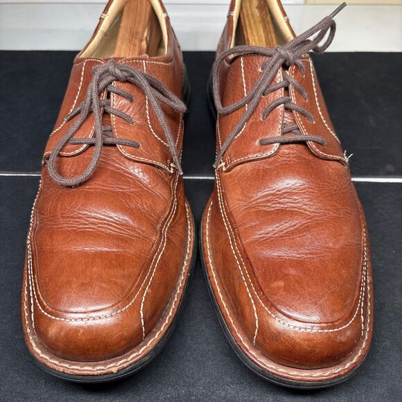 JOHNSTON & MURPHY MENS LACE UP LEATHER DRESS SHOES BROWN 20-01910 SIZE 10M - Picture 1 of 6